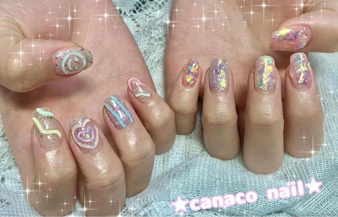 ネイル アートネイル オーロラネイル クリアネイル ジェルネイル 韓国ネイル ハンドネイル ハンドケア ベテランネイル cnc  nailのネイルデザイン