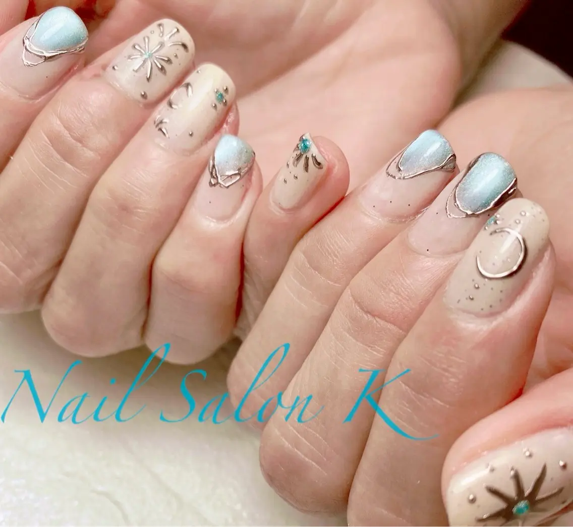 ネイル マグネットネイル ミラーネイル ハンドネイル Nail Salon K 🧸美爪育成のネイルデザイン