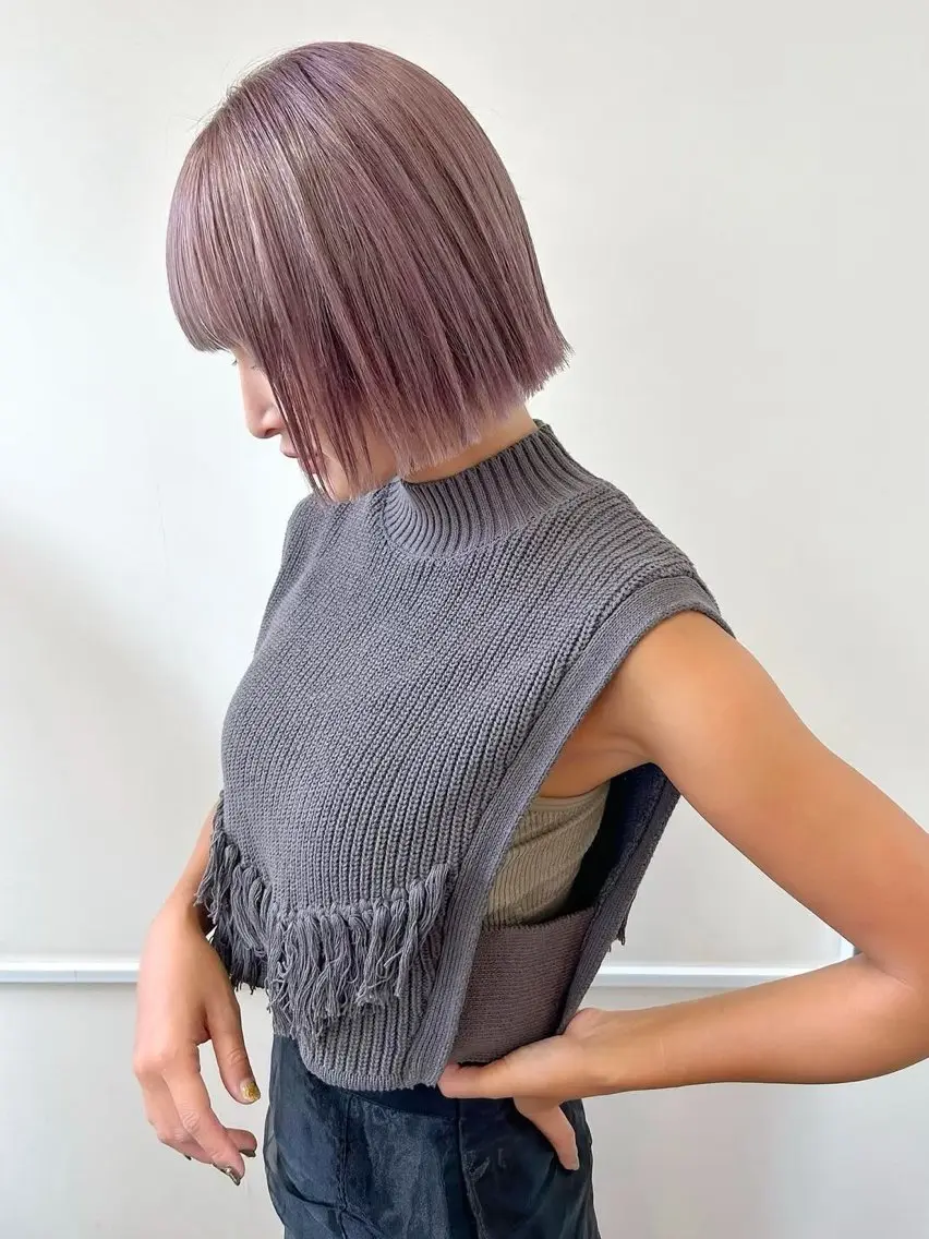 ショート カラー ベージュカラー ラベンダーカラー ラベンダーベージュ ピンクカラー ボブ カット ヘアカラー カラーリスト菅野 竜矢🌈のヘアスタイル