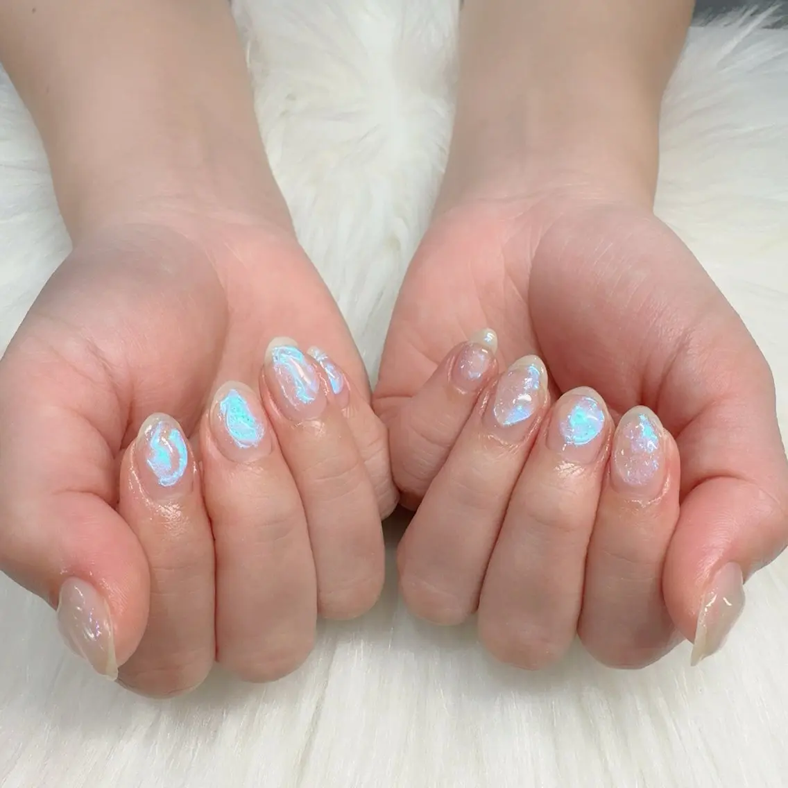 ネイル ブルー ぷっくりネイル 小野澤 紗智のネイルデザイン