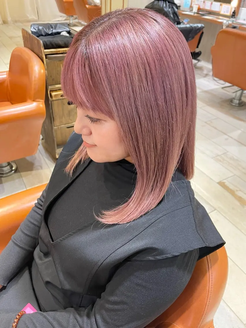ミディアム カラー ブリーチ 透明感カラー ピンクカラー シアーピンク 清水 ちひろ ✄トップスタイリストのヘアスタイル