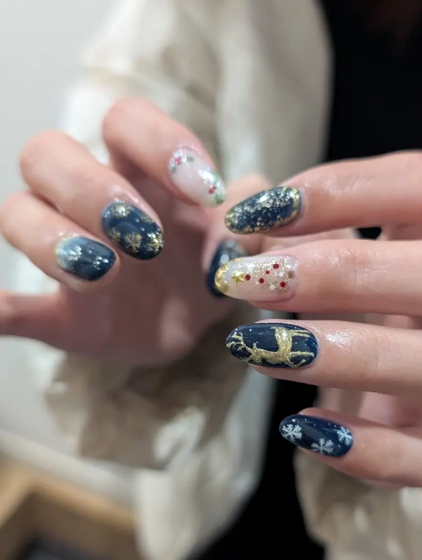 ネイル 冬ネイル クリスマス ハンドネイル hali’a nailのネイルデザイン