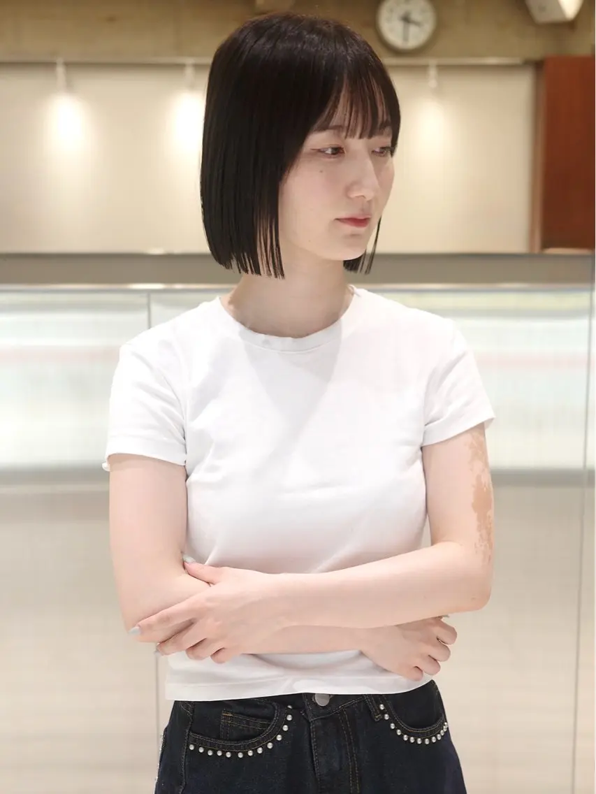 ショート カラー 切りっぱなしボブ ボブ 顔周りカット ハッシュカット 韓国風ヘア カット ヘアカラー トリートメント (h)wim ウィムのヘアスタイル