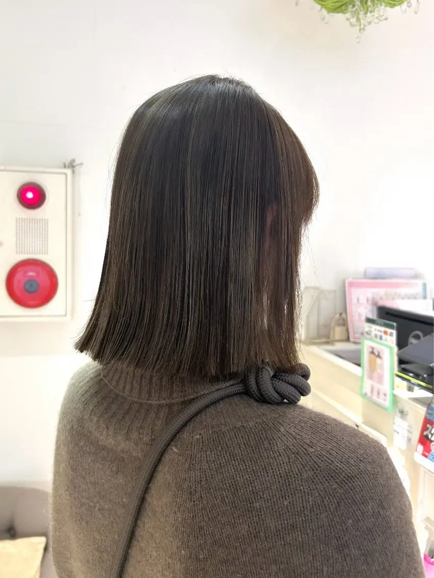 ミディアム カラー ヘアアレンジ カット ヘアカラー 吉水 彩乃 /ボブ/艶感カラーのヘアスタイル