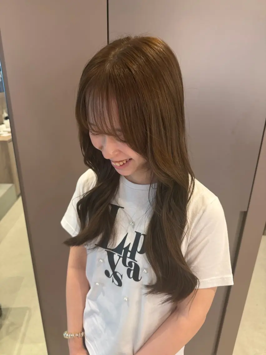 ロング カラー ベージュカラー ヘーゼル ヘアカラー トリートメント ボブ/艶カラー /misako🧺のヘアスタイル