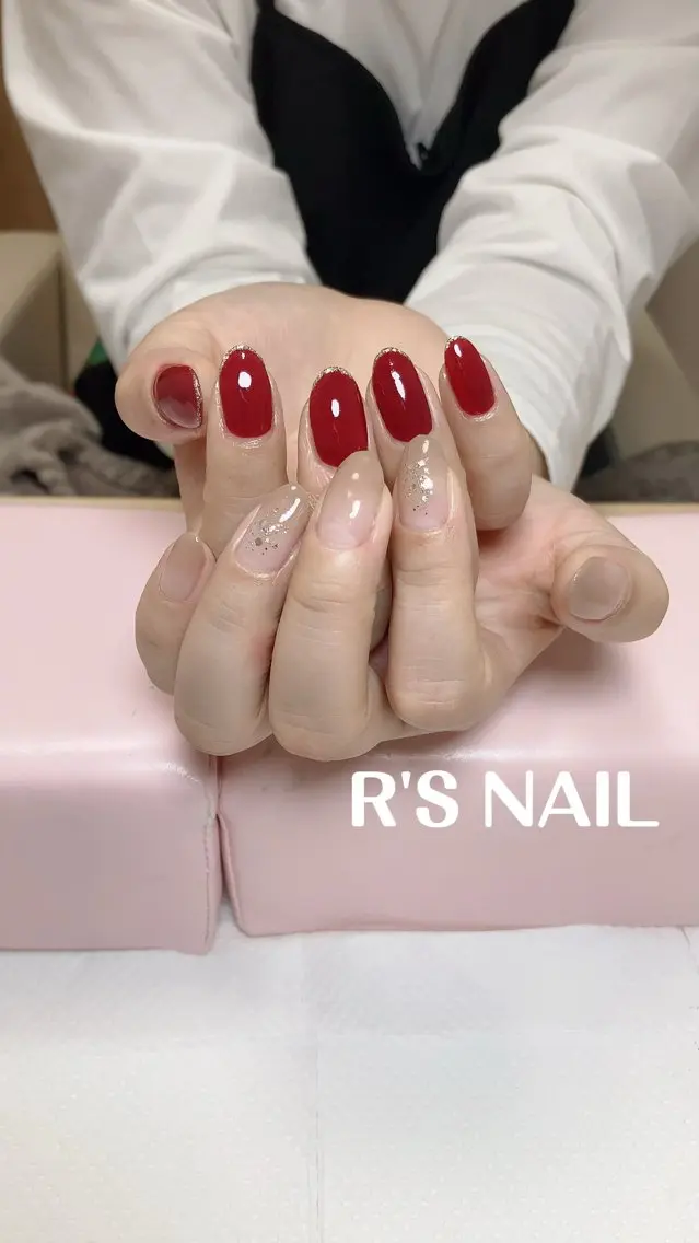 ネイル ボルドー フットネイル ニュアンスネイル オフィスネイル シンプルネイル ハンドネイル R‘S NAIL nail salonのネイルデザイン
