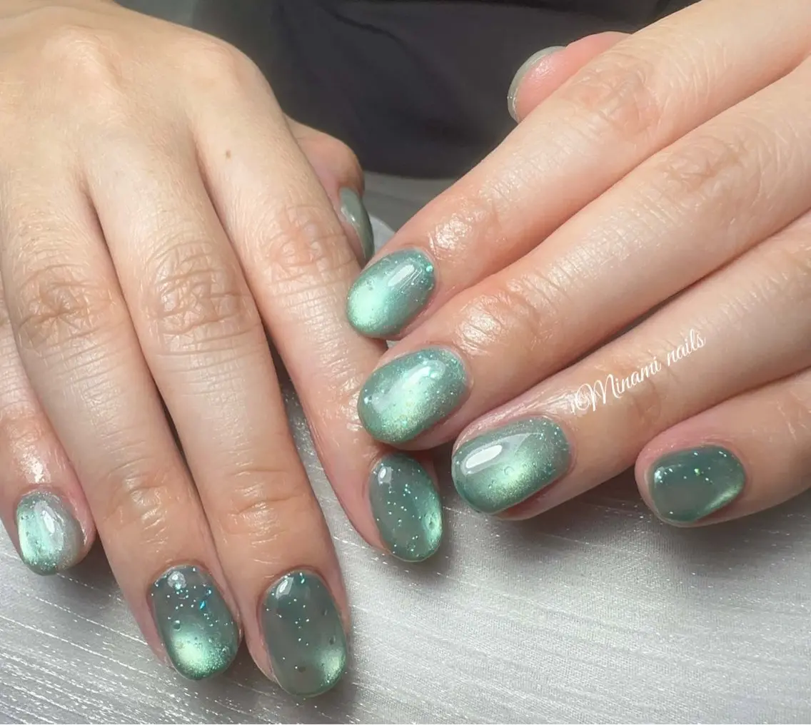 ネイル アートネイル ガーリー キラキラネイル 韓国ネイル マグネットネイル ハンドネイル Minami Nailsのネイルデザイン