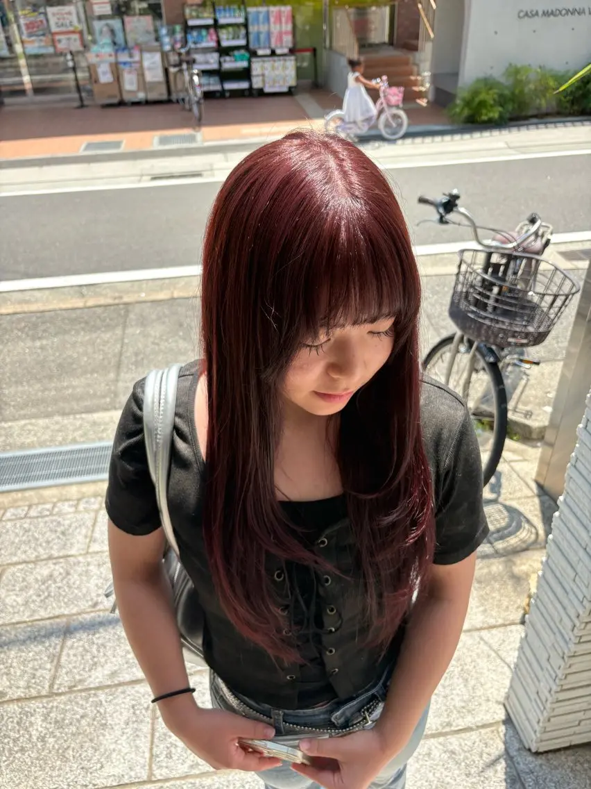 ロング ピンクラベンダー カット ヘアカラー トリートメント 神田 音羽のヘアスタイル