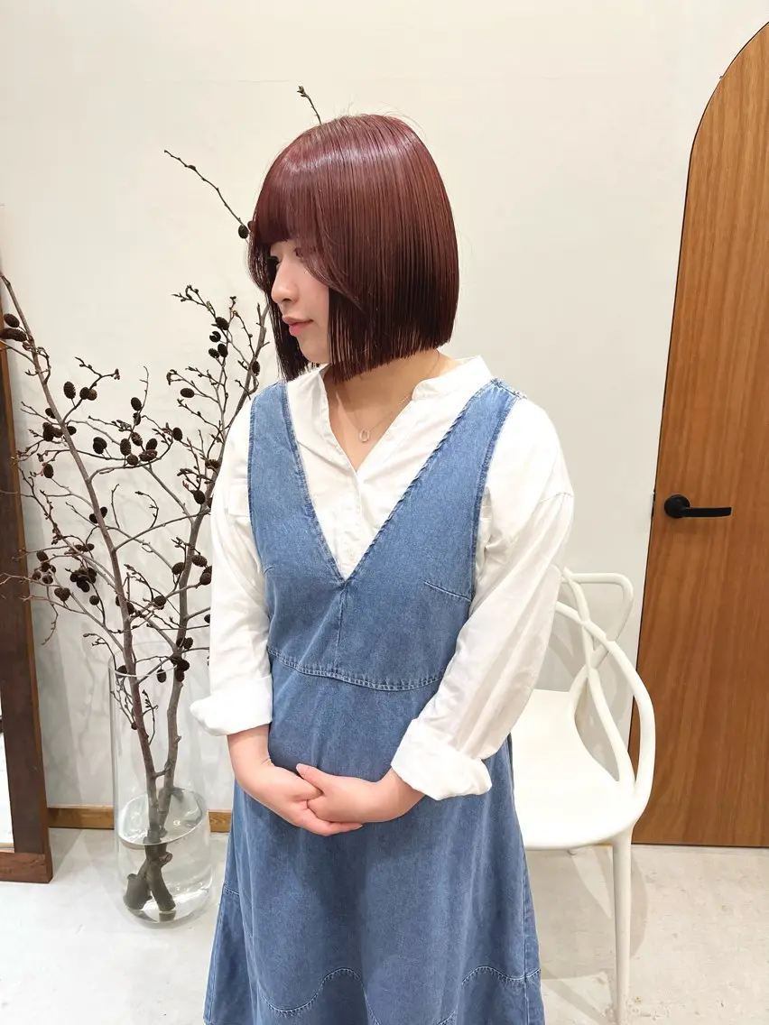 ショート カラー ヘアアレンジ ブリーチ ダブルカラー ブリーチなしカラー ボブ ena/ブリーチなし 透明感・レイヤー🎀のヘアスタイル