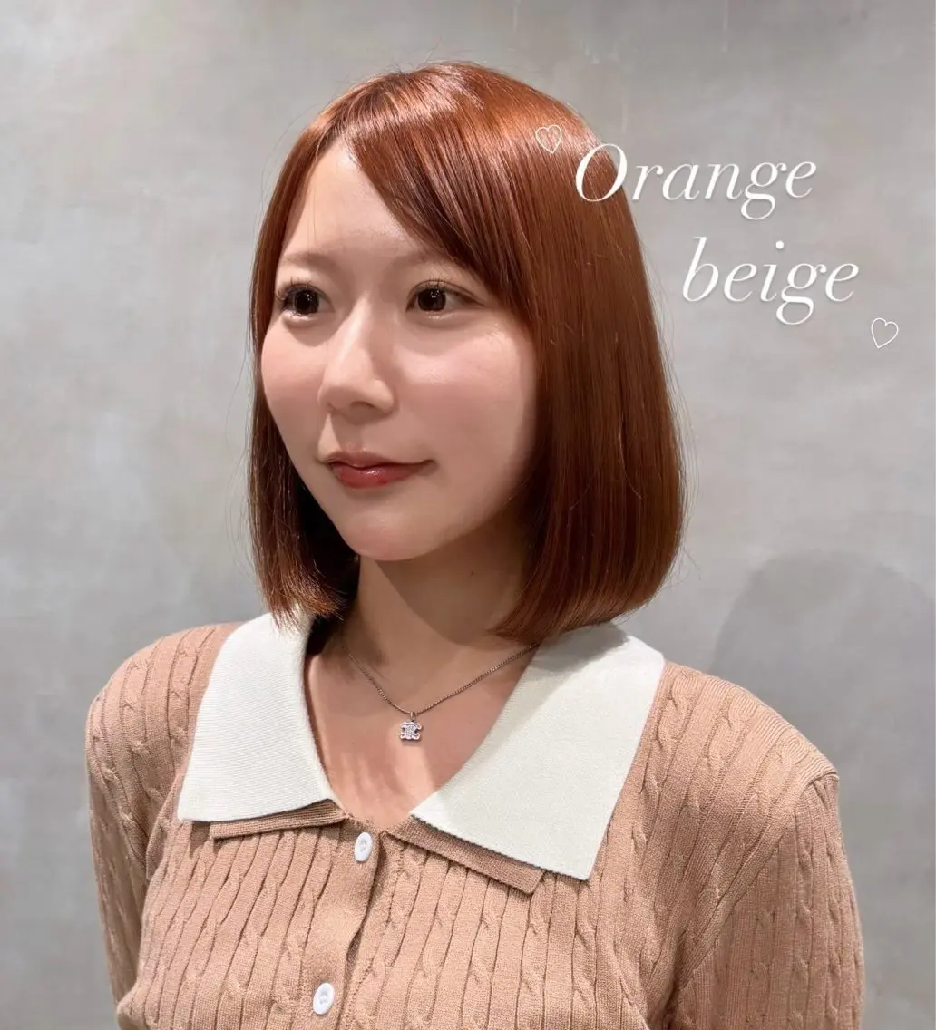 ショート カラー ベージュカラー オレンジ オレンジベージュ ヘアカラー トリートメント girly上品ヘア 🎀／ベージュikuのヘアスタイル