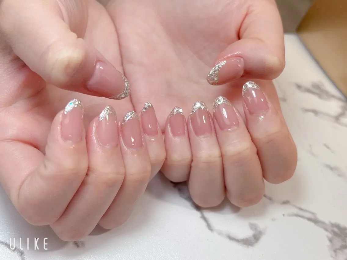 ネイル フレンチネイル ガラスフレンチ ハンドネイル mi hoのネイルデザイン