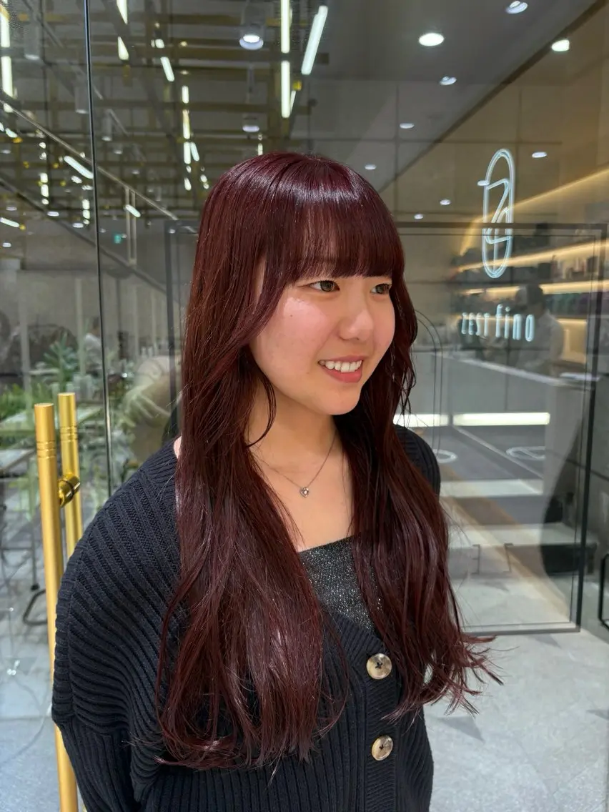 ロング カラー ブリーチ ダブルカラー ブリーチなしカラー レッドカラー 🦋sana🦋 似合わせカット✁のヘアスタイル