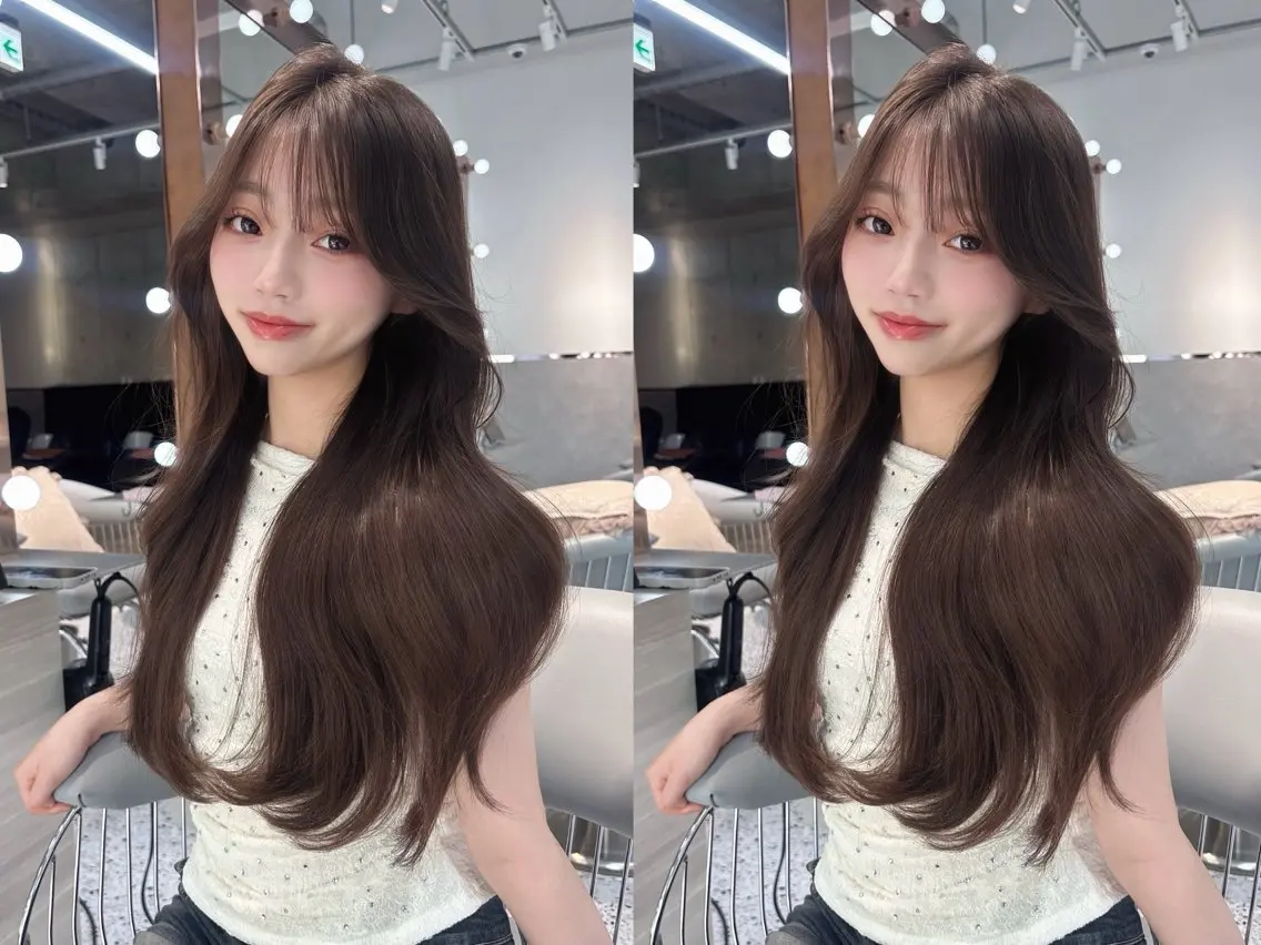 ロング カラー 透明感カラー くびれヘア 顔まわりレイヤー くびれレイヤー レイヤーカット カット ヘアカラー トリートメント ✨レイヤー/韓国 /✨ヘア山下　遥のヘアスタイル