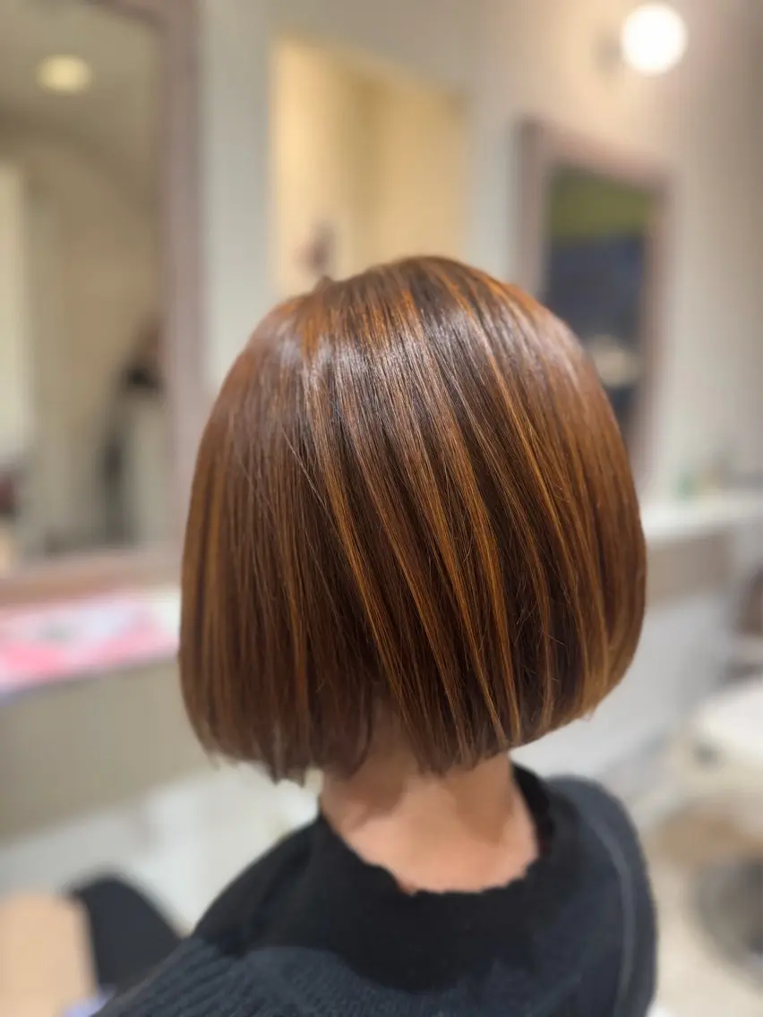 ショート ボブ 縮毛矯正 カット 縮毛矯正 トリートメント NICCOLO室見 Erinaのヘアスタイル