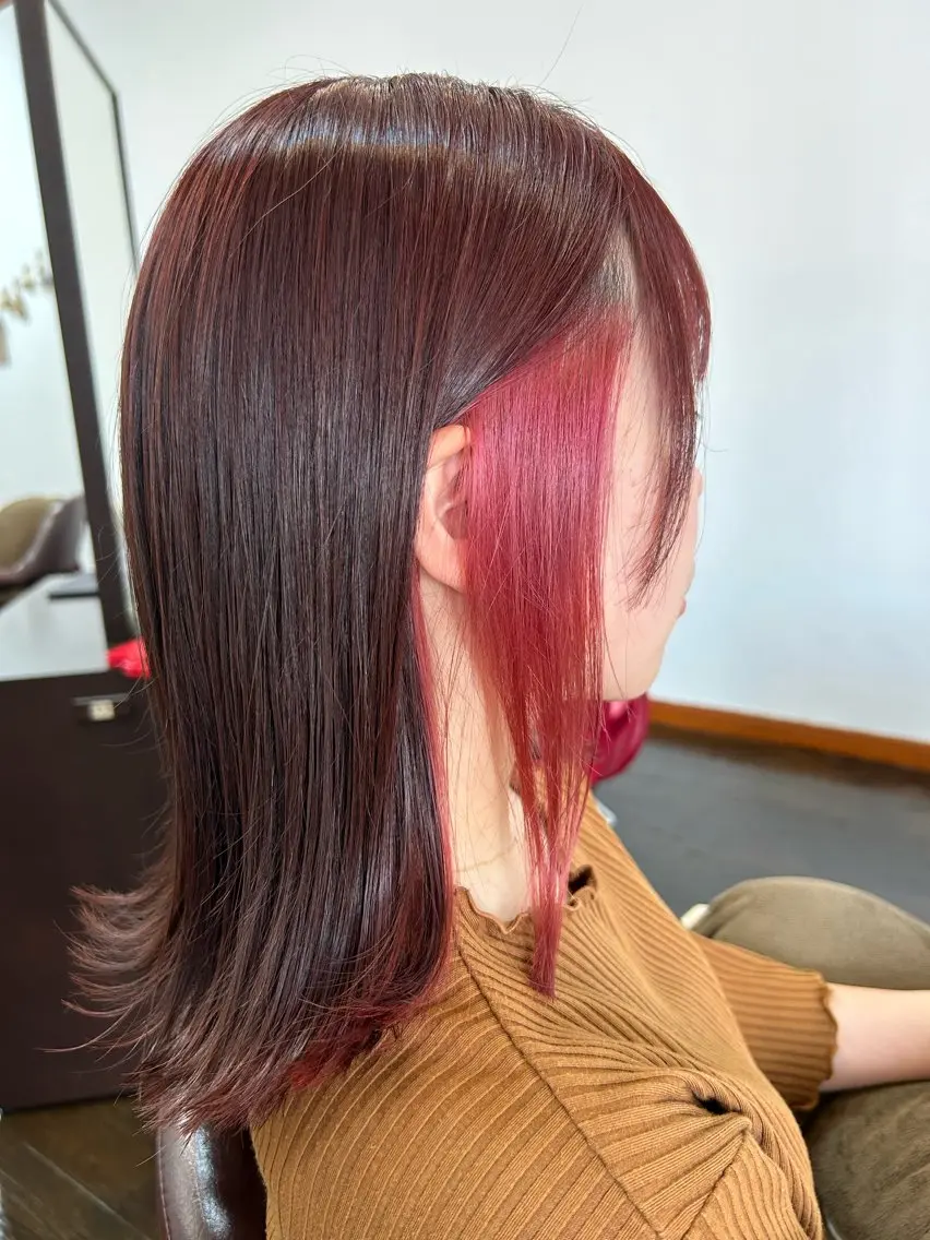 カラー インナーカラー ピンクカラー 坂本 瑞季 🤍 髪質改善のヘアスタイル
