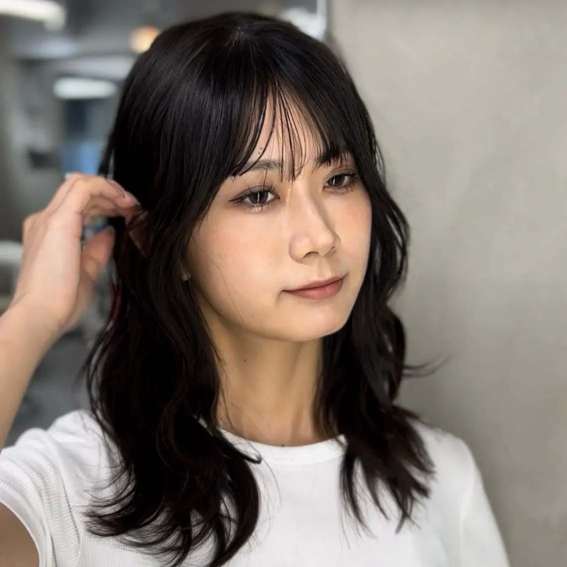 ミディアム カット ヘアカラー トリートメント 阿倍野/髪質改善 /縮毛矯正/坪田幸広のヘアスタイル