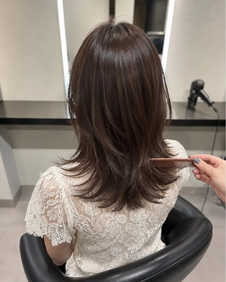 ミディアム カラー ブラウンカラー トリートメント 🌈ウルトワ水素 髪質改善naru🌈のヘアスタイル