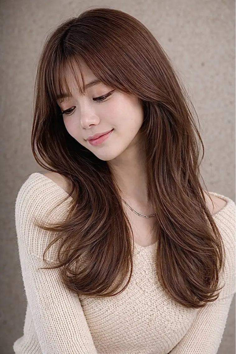 ロング カラー レイヤーカット カット ヘアカラー トリートメント 拓麿✂︎/韓国ヘア× コテ巻きパーマのヘアスタイル