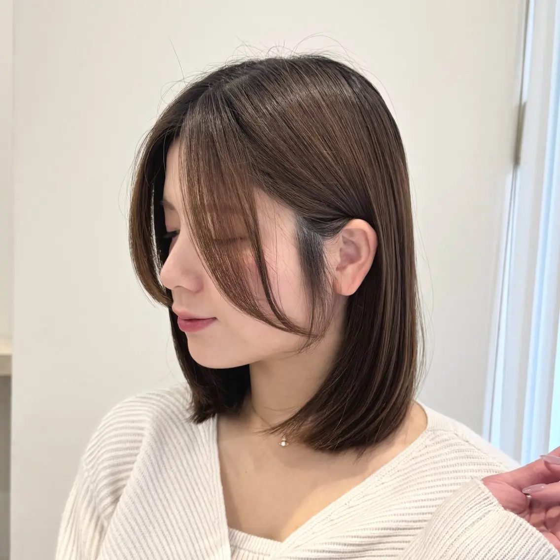 ミディアム カラー ヘアカラー りな🪽カット /縮毛/透明感カラーのヘアスタイル