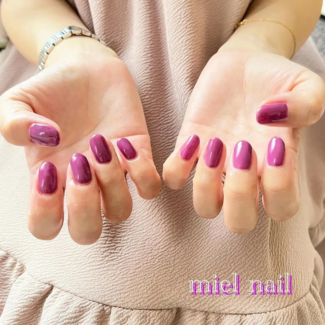 ネイル パープル シンプルネイル ハンドネイル miel nailのネイルデザイン