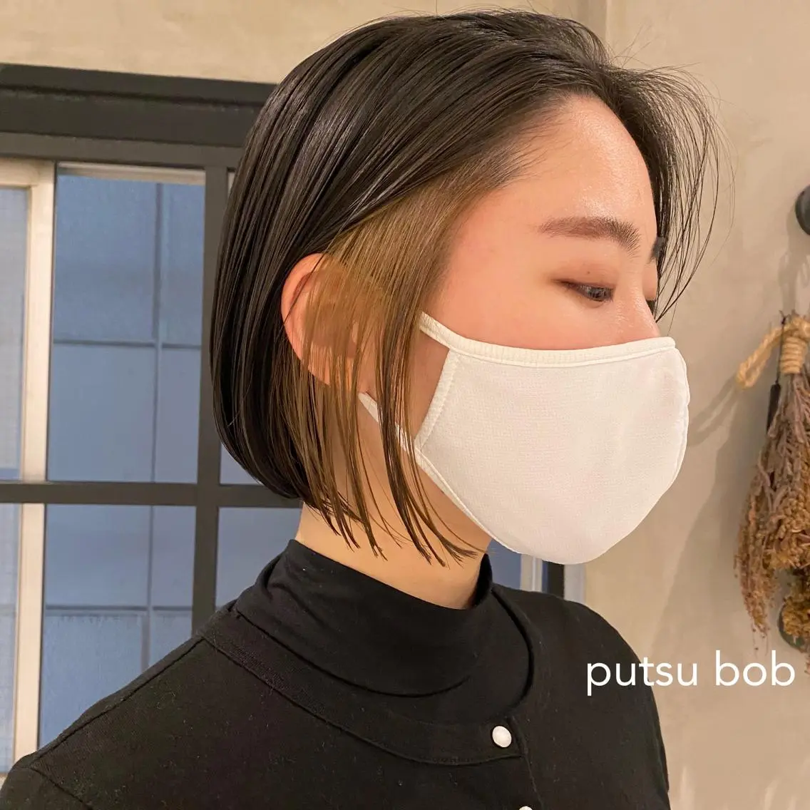 ミディアム 縮毛矯正ボブ&顔まわ レイヤー♡TOMOEのヘアスタイル