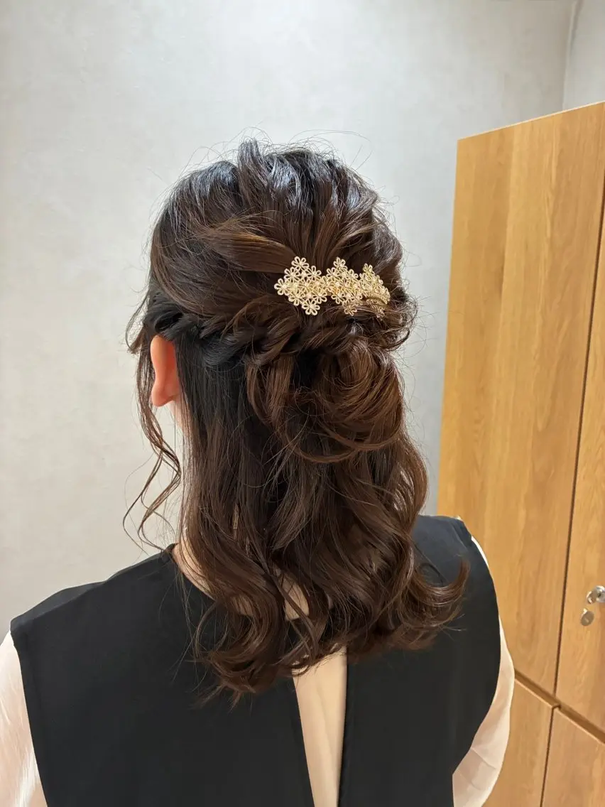 ヘアアレンジ ハーフアップ ヘアセット 遠藤 玲のヘアスタイル