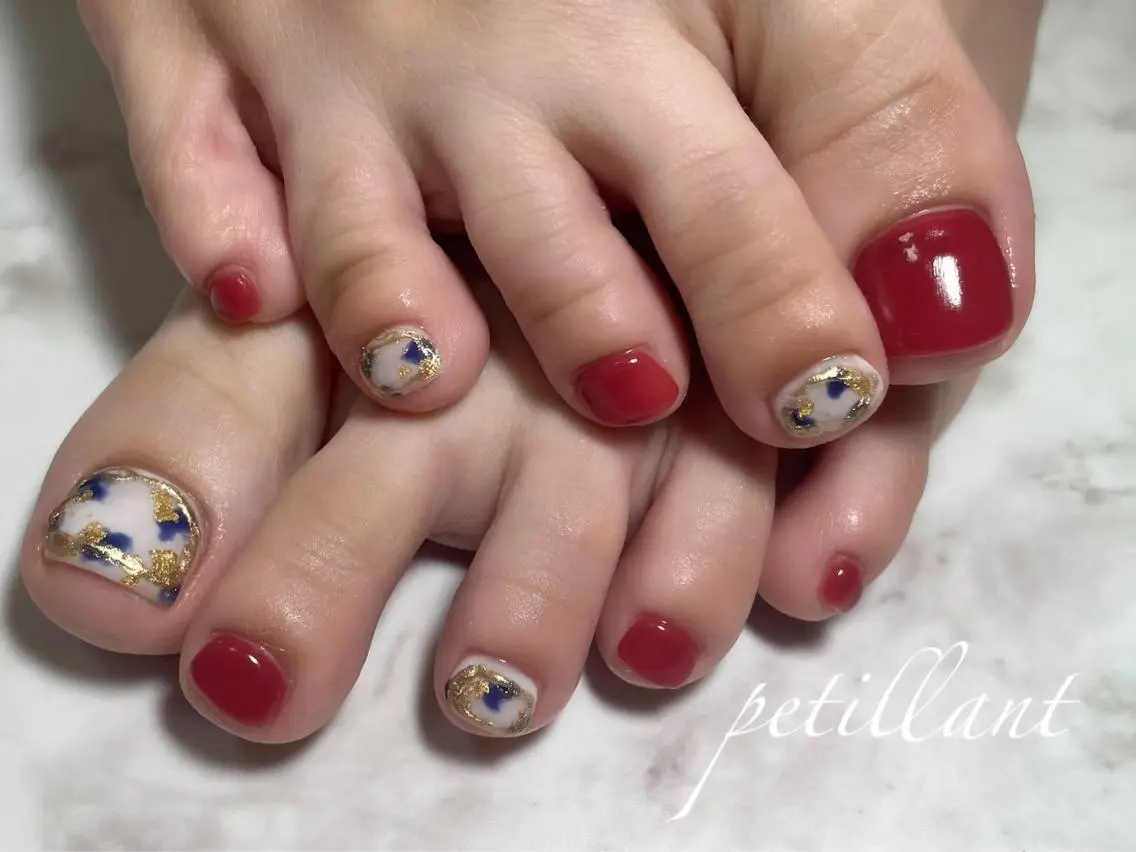 ネイル フットネイル フットネイル nail salon petillantのネイルデザイン