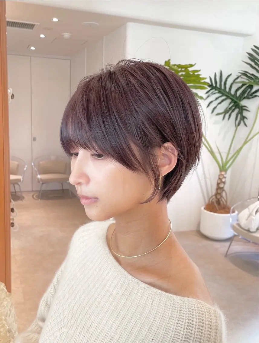ショート カラー ショートボブ 丸みショート イルミナカラー ボブ くびれヘア カット ヘアカラー トリートメント 渋谷ボブ特化 /田中航平のヘアスタイル