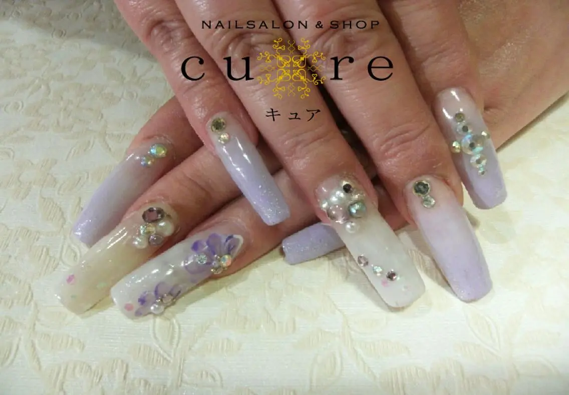 ロング ネイル ロング ジェルネイル ロングネイル スカルプネイル ネイルサロン Cureのネイルデザイン