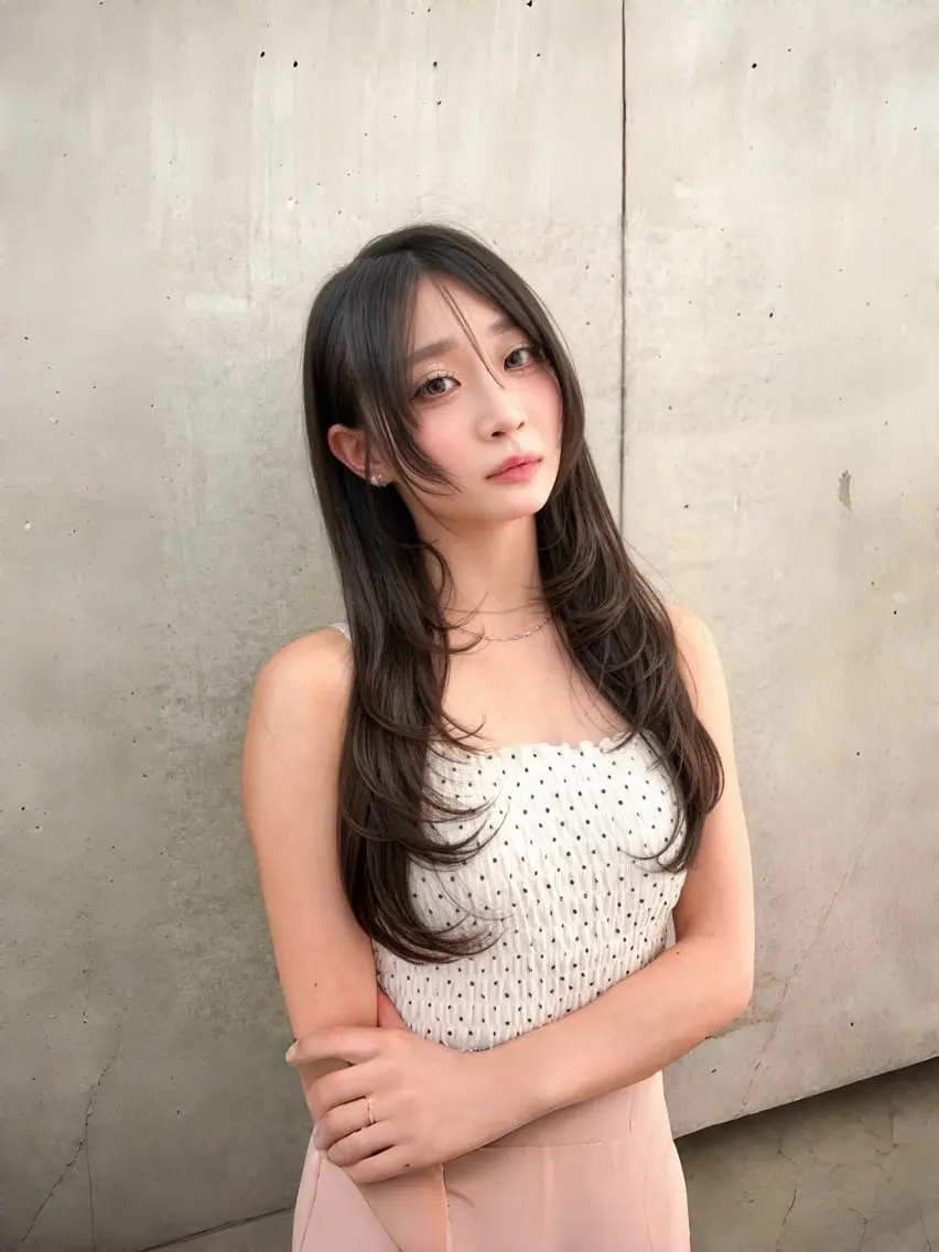 ロング カット 縮毛矯正 トリートメント 韓国🇰🇷ヘア／ 韓国レイヤーshinのヘアスタイル