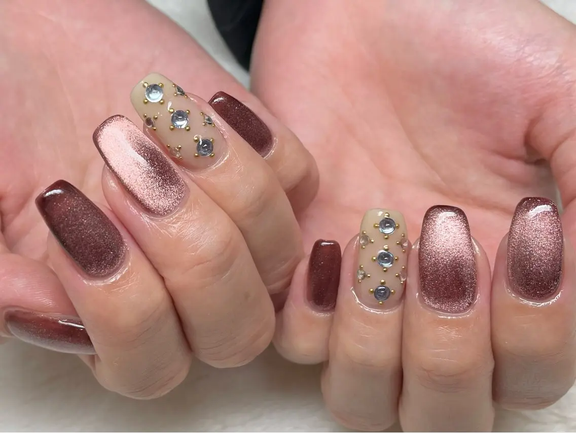 ネイル ボルドー マグネットネイル riri-nail Rie Endoのネイルデザイン
