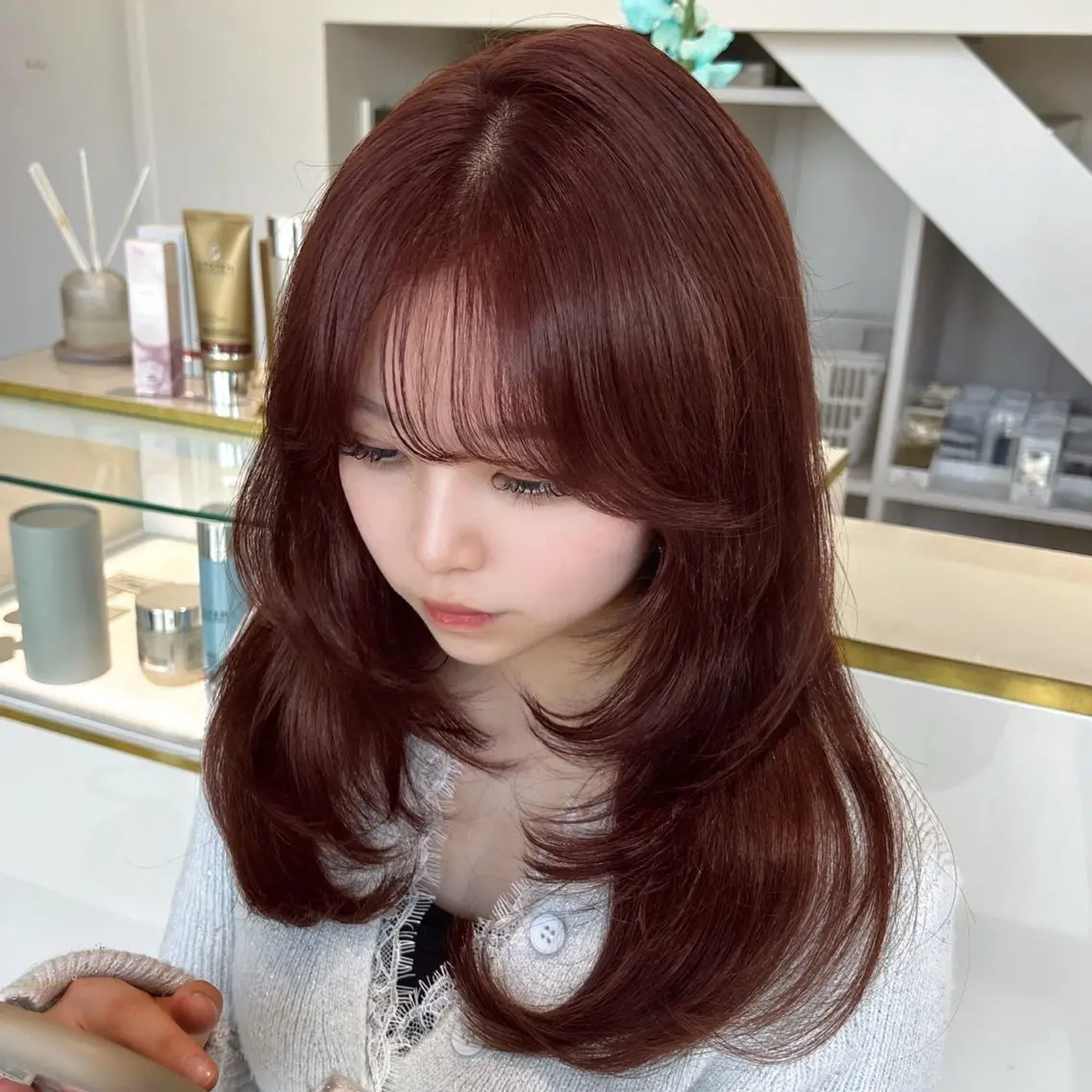 ロング カラー ブラウンカラー オレンジ オレンジブラウン Lavie moon airiのヘアスタイル