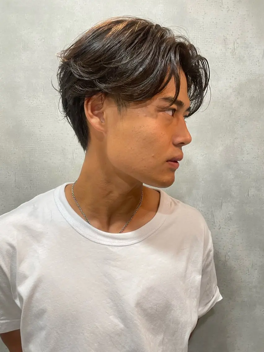 ショート パーマ メンズ カット パーマ ヘアセット 心斎橋/メンズ /ルレイル/地形真希のヘアスタイル