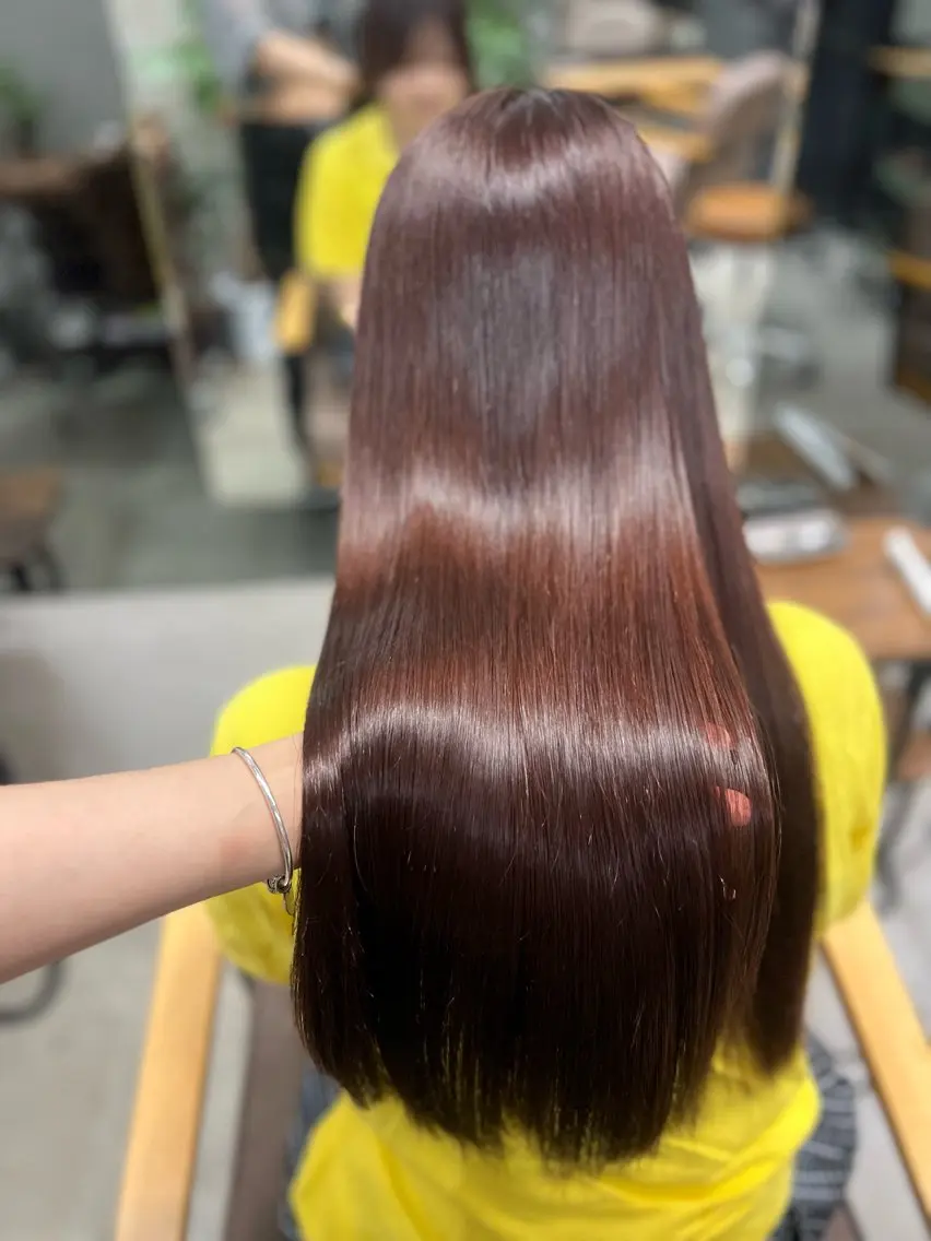 ロング オレンジブラウン ピンクブラウン 髪質改善 カット ヘアカラー maya🇰🇷韓国 レイヤー/顔まわりのヘアスタイル
