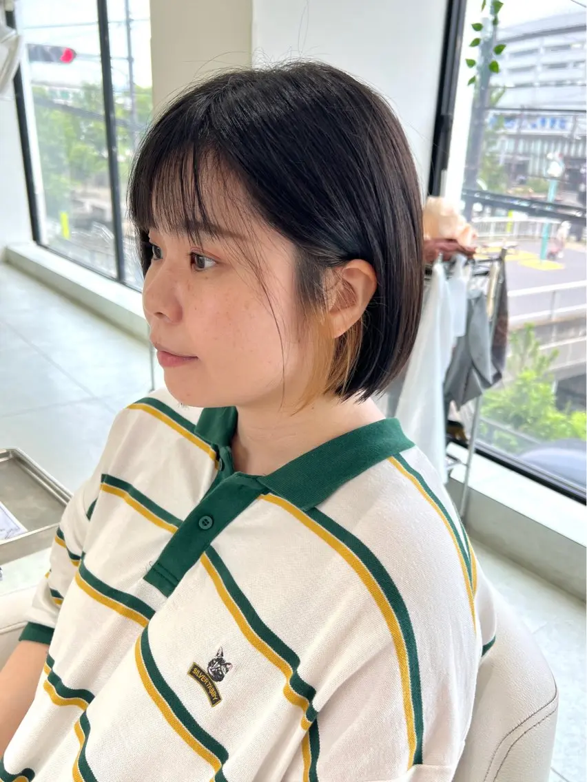 ミディアム カラー カット ヘアカラー ブリーチなしで透明感 カラー松内真太のヘアスタイル