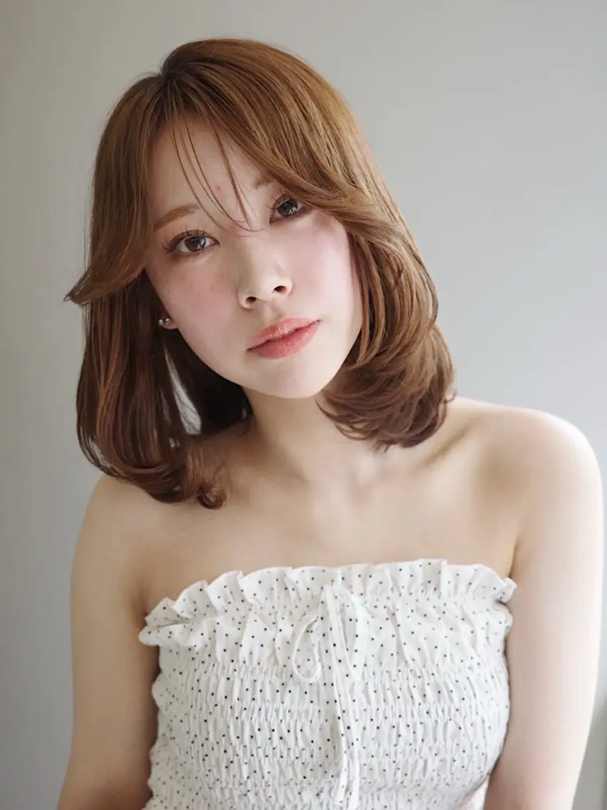 ミディアム カラー カット ヘアカラー トリートメント 心斎橋韓国ボブ 好原良真のヘアスタイル