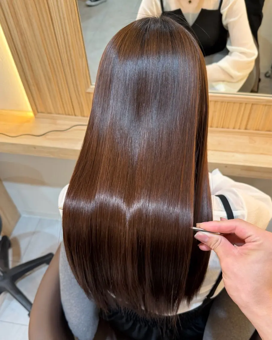 ロング ケアカラー 髪質改善 ヘアカラー トリートメント かいせい/髪質改善 /縮毛矯正特化のヘアスタイル