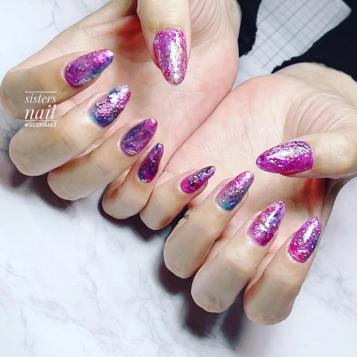 ネイル アートネイル オーロラネイル クリアネイル キラキラネイル ラメ(グリッター) sisters nail.fのネイルデザイン