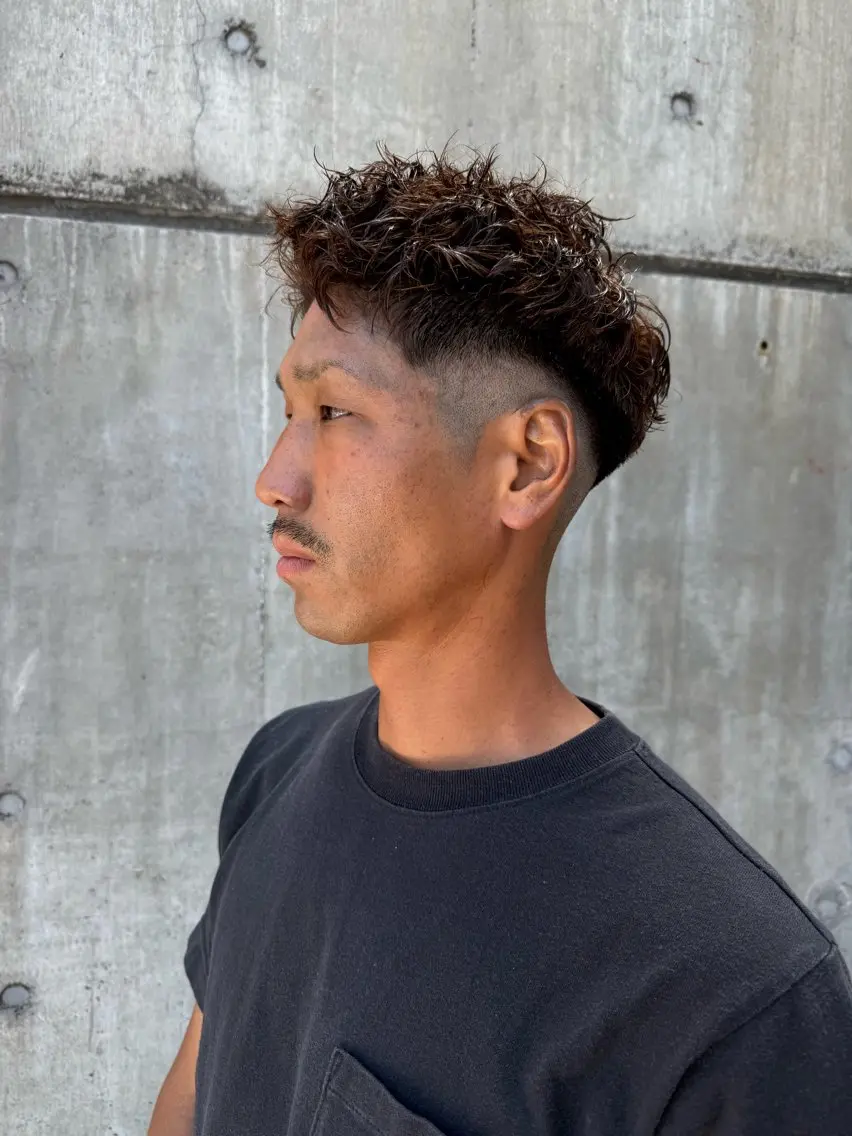 ショート パーマ メンズ カット パーマ イーストハムネオ高木 亮人🌿のヘアスタイル