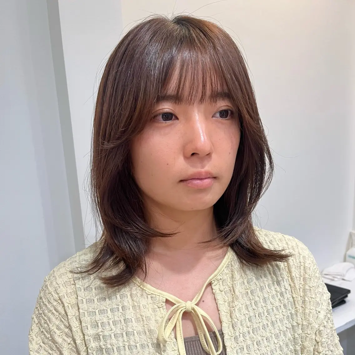 ミディアム カラー ヘアアレンジ ボブ 顔まわりレイヤー 顔周りカット レイヤーカット カット 無料カットモデル‪✨ ✂️Nanami🌷のヘアスタイル