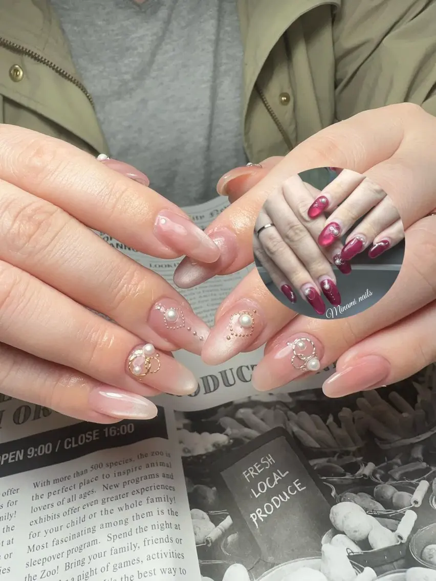 ネイル アートネイル オーロラネイル ガーリー キラキラネイル 韓国ネイル ハンドネイル Minami Nailsのネイルデザイン