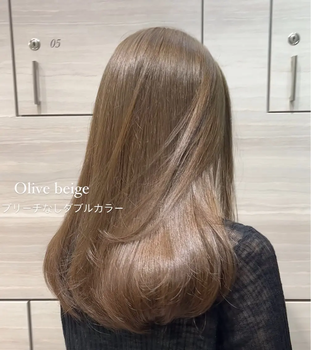 ロング カラー ベージュカラー ブリーチ ブリーチなしカラー オリーブベージュ ナツミ/透明感カラー /酸性縮毛矯正のヘアスタイル