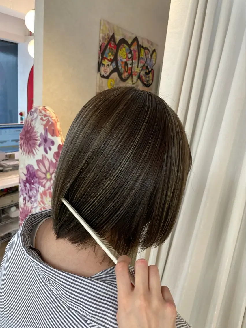 ミディアム カラー ハイライトカラー ハイライト 安井まゆ _Box mico.のヘアスタイル