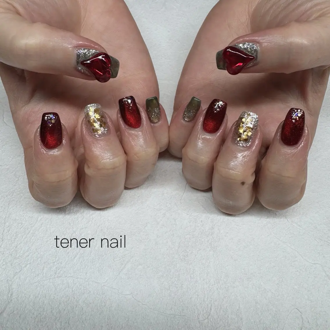 ネイル バレンタイン ハンドネイル テネルネイル tener nailのネイルデザイン