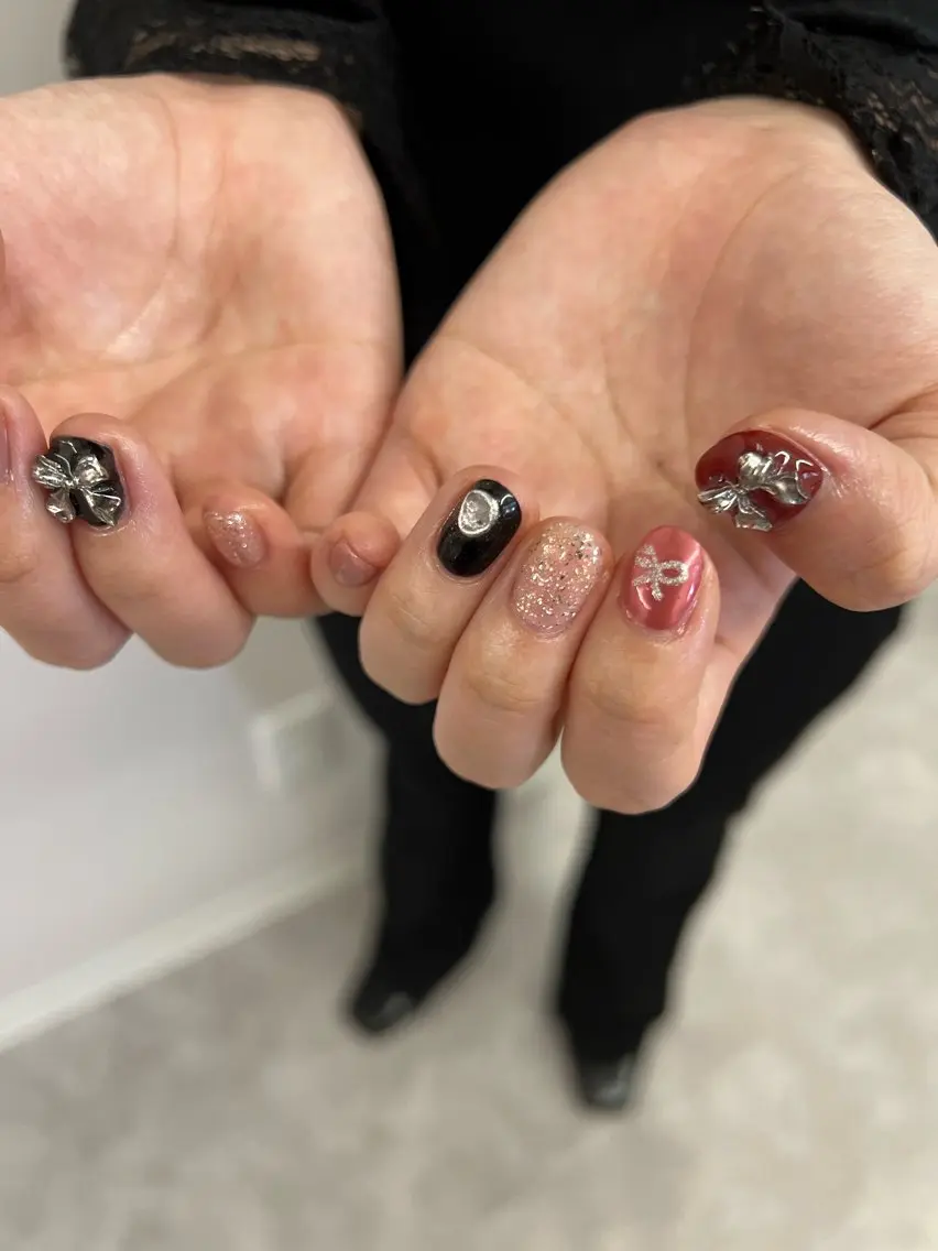 ネイル ボルドー フラッシュネイル ジェルネイル 韓国ネイル 持ち込み ハンドネイル ハンドケア Bana_ Nailのネイルデザイン