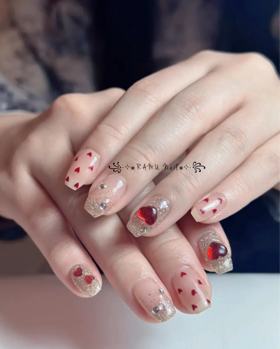 ネイル チークネイル フレンチネイル グラデーション キラキラネイル 韓国ネイル RAMU Nail 恵比寿店のネイルデザイン