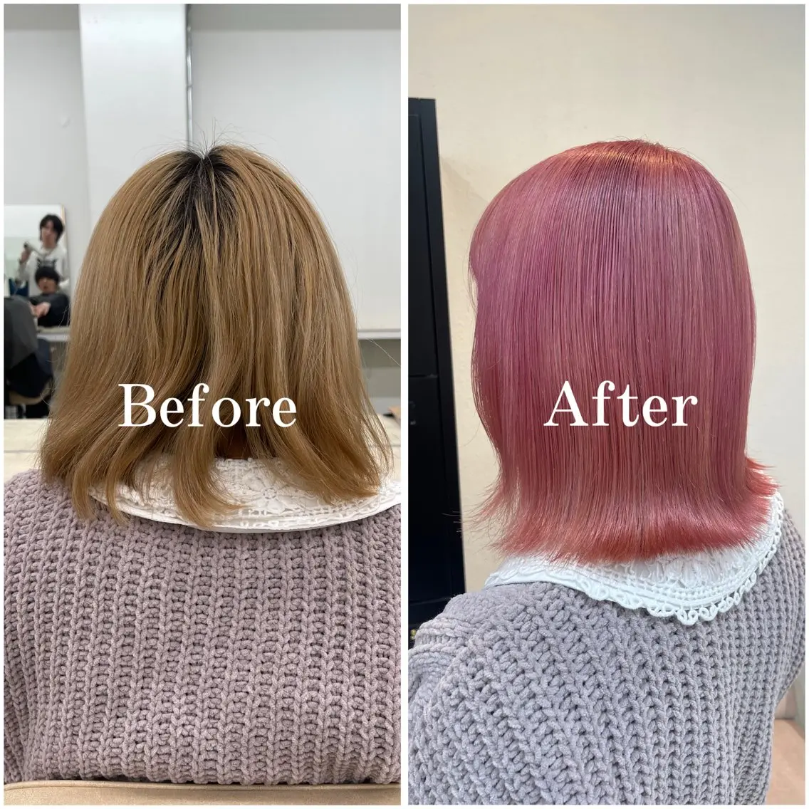 ミディアム カラー ブリーチ デザインカラー 似合わせカット 縮毛矯正 ムラ修正/ ハイトーン💖Riaのヘアスタイル