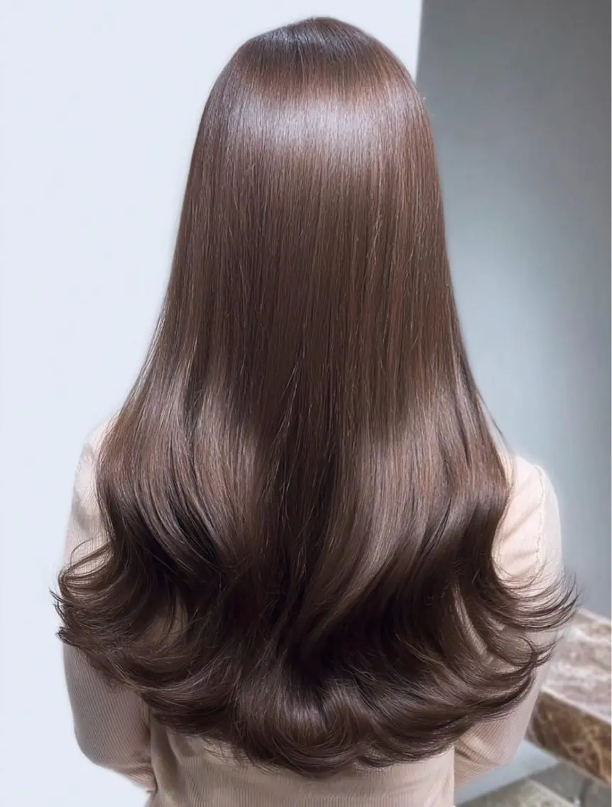 ロング パーマ 縮毛矯正 トリートメント 韓国×艶ハイトーンが かわいい✨️リオ🍒のヘアスタイル
