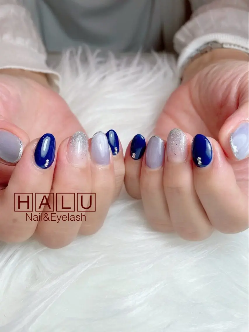 ネイル ブルー HALU ハルのネイルデザイン