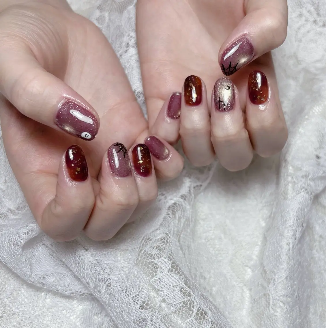 ネイル アートネイル ハロウィン マグネットネイル ニュアンスネイル ハンドネイル FLARE NAIL フレアネイルのネイルデザイン